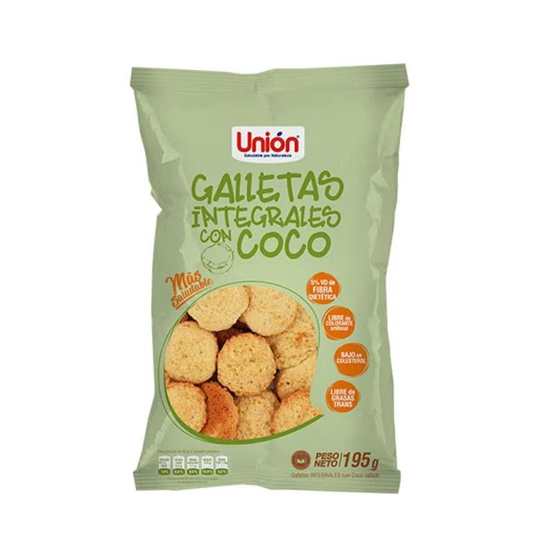 GALLETAS INTEGRALES DE COCO UNION 195GR