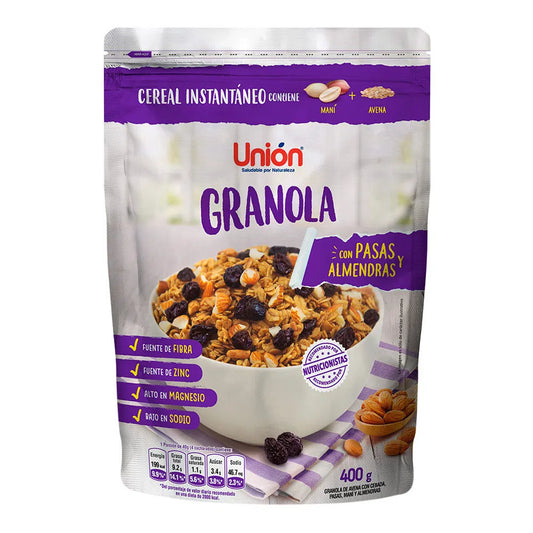 GRANOLA CON PASAS Y ALMENDRAS UNION 400GR